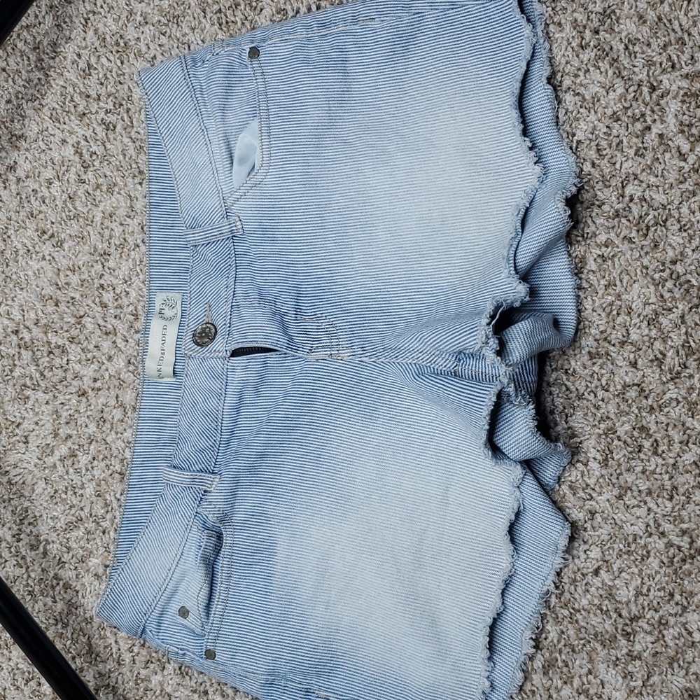 Striped denim shorts